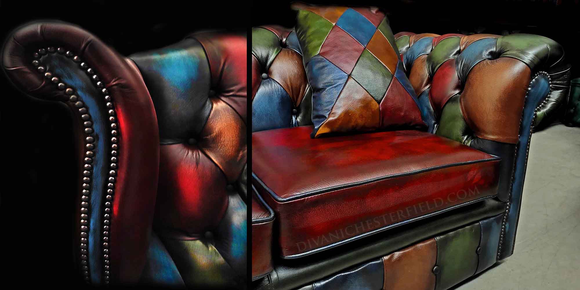 Divano a 1 posto rivestito in patchwork  Collezione Chesterfield Color  Patchwork