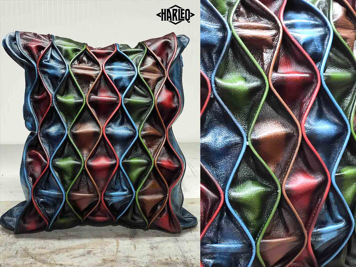 cuscini moderni pelle colorata design ciciti a mano in Italia originali