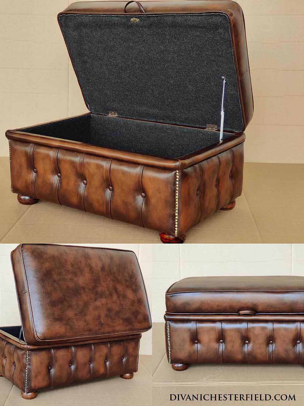 pouf poggiapiedi tavolo chesterfield apribile pelle