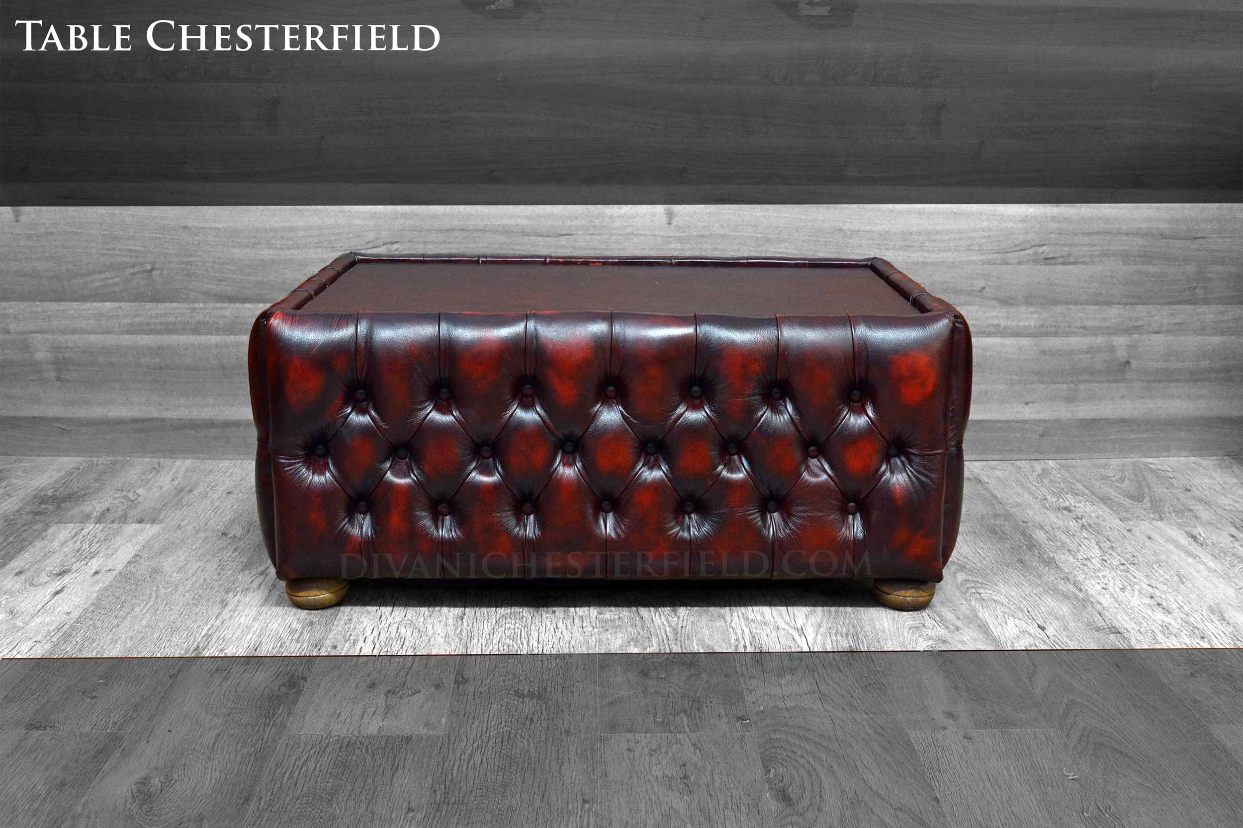 pouf poggiapiedi tavolo chesterfield pelle bordeaux